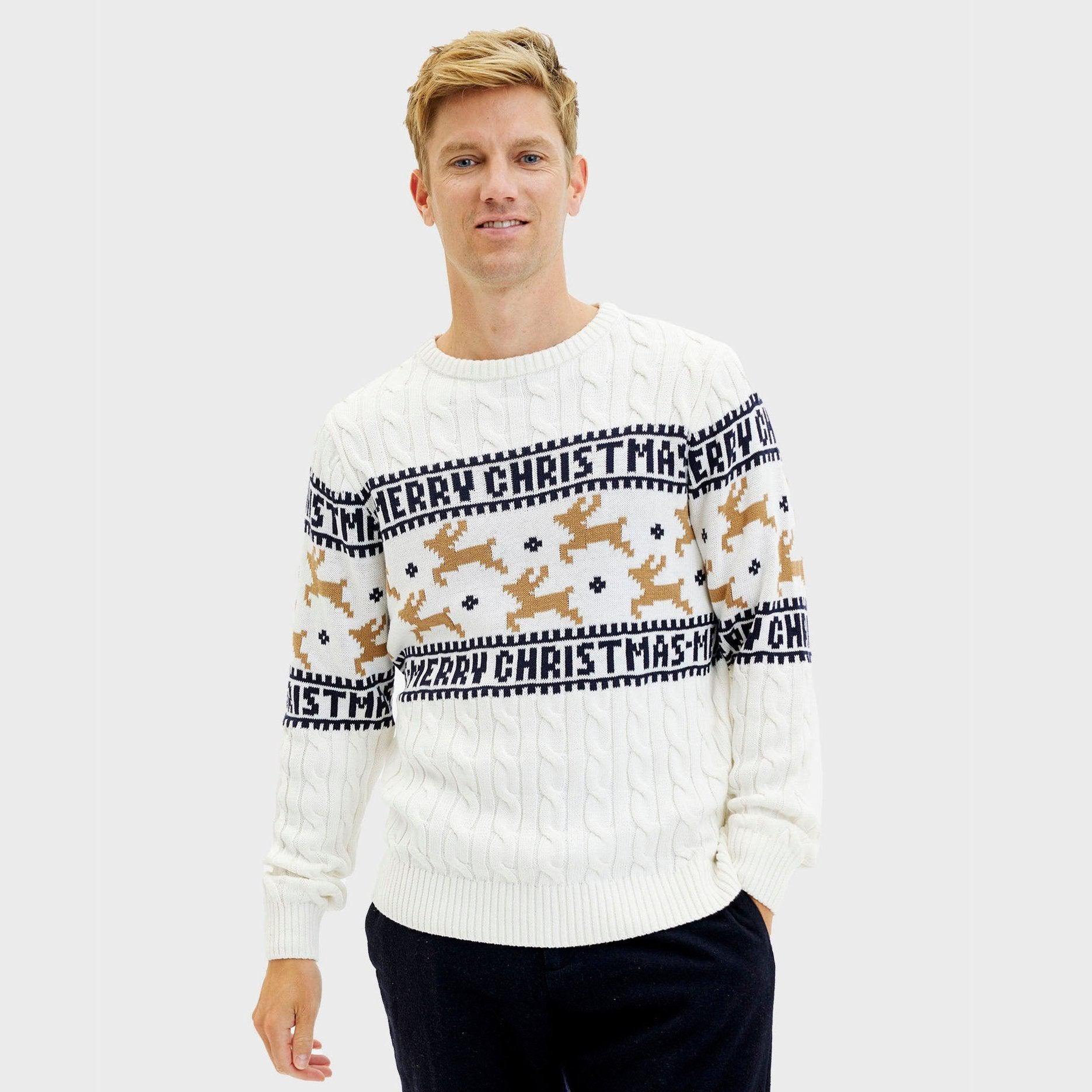 Herren Baumwolle Weihnachtspullover Herren Hochwertig Montego  Weihnachtspullover Mit Motiv-Stitching (marine) Online Kaufen