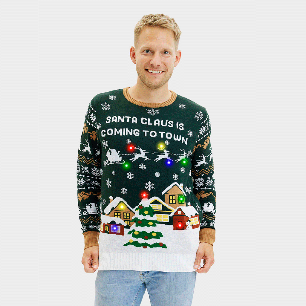 Santa Claus Is Coming To Town LED Grün - Damen