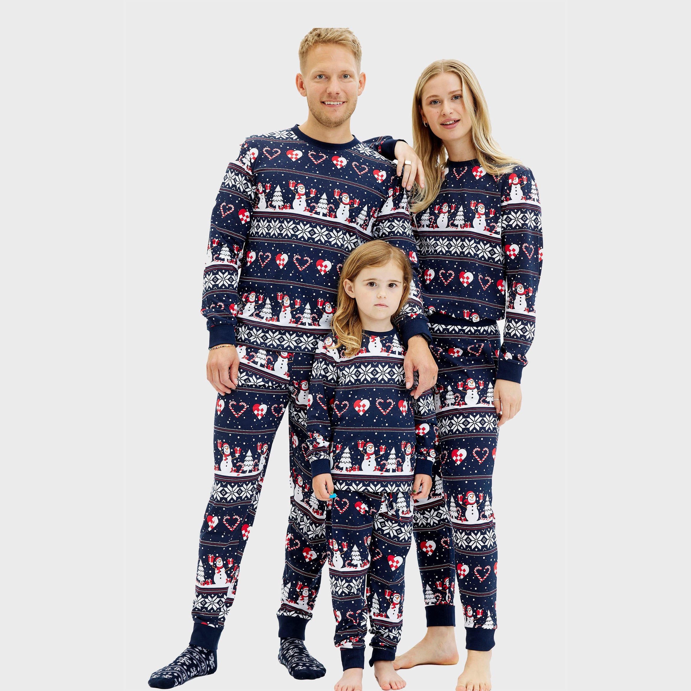 Dunkelblauer Weihnachts-pyjama mit Norweger-Muster für Herren, Damen und Kinder, weihnachtspullover herren und.