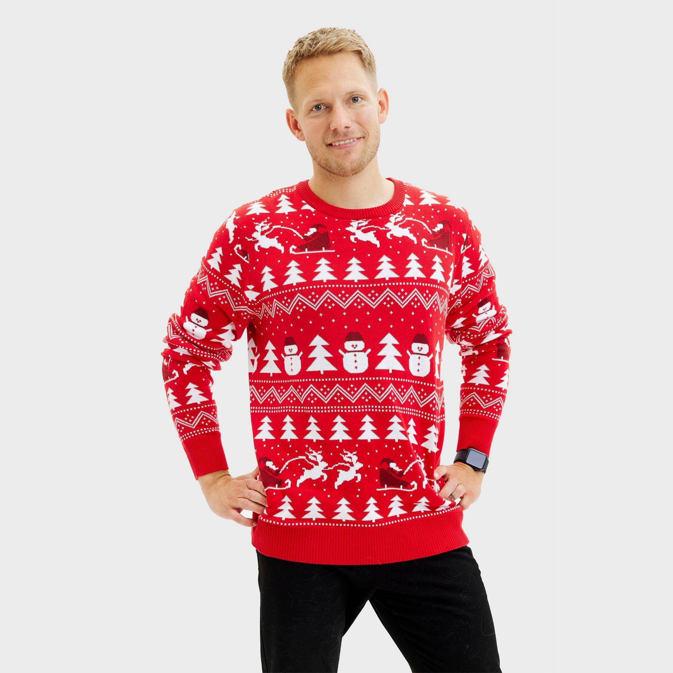 Der Stilvolle Weihnachtspullover rot - Herren..