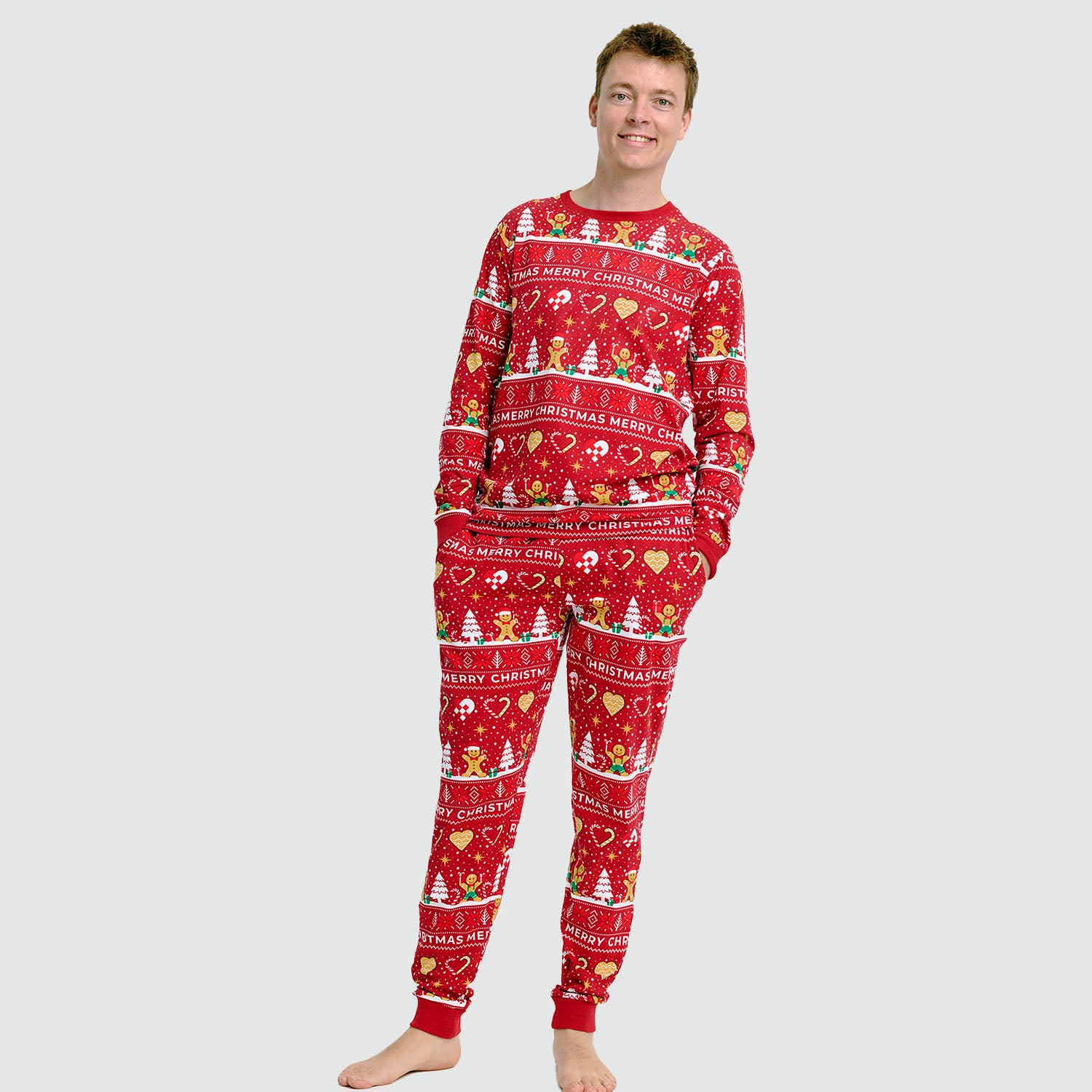 Weihnachtskeks Julepyjama Rot - Herren.
