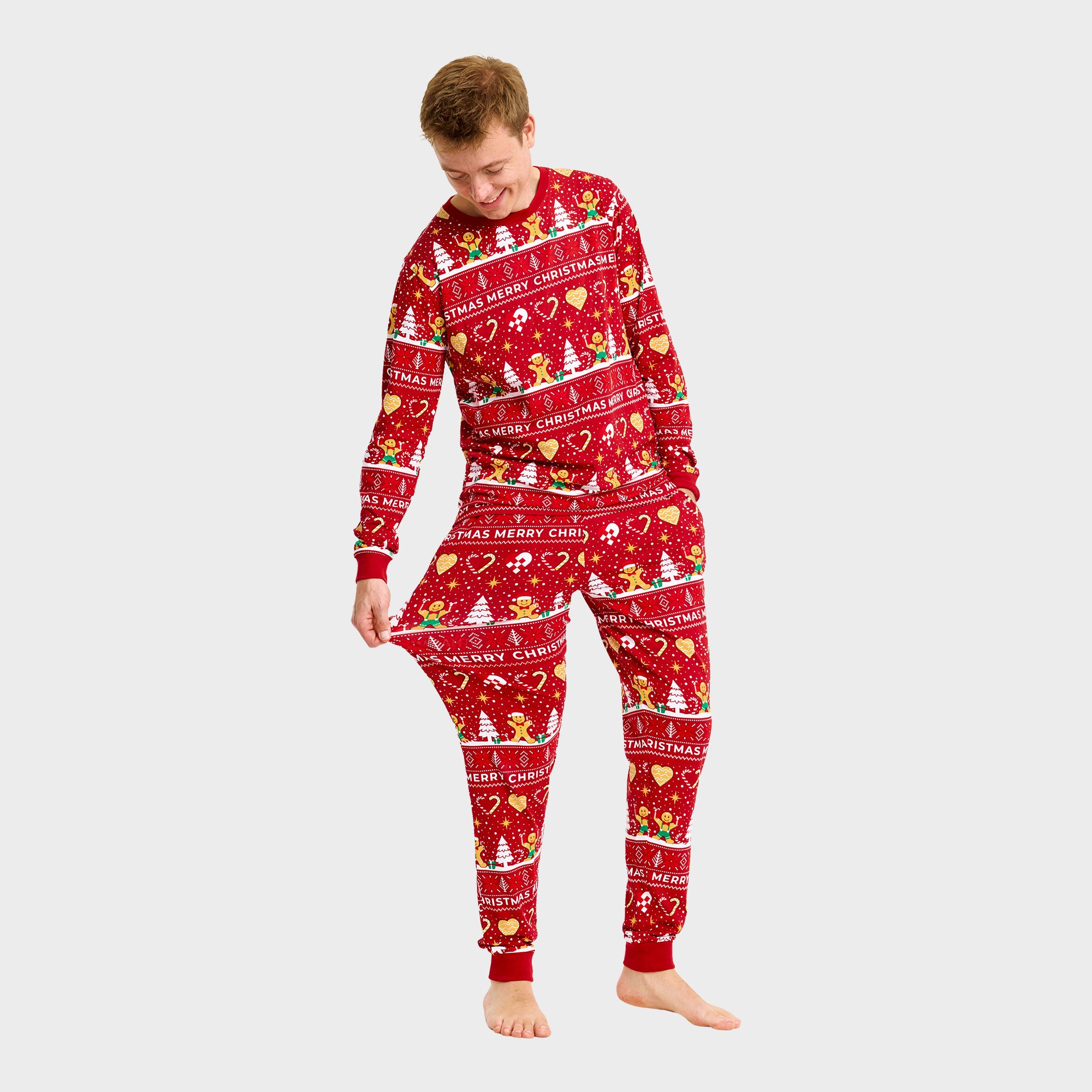 Weihnachtskeks Julepyjama Rot - Herren.