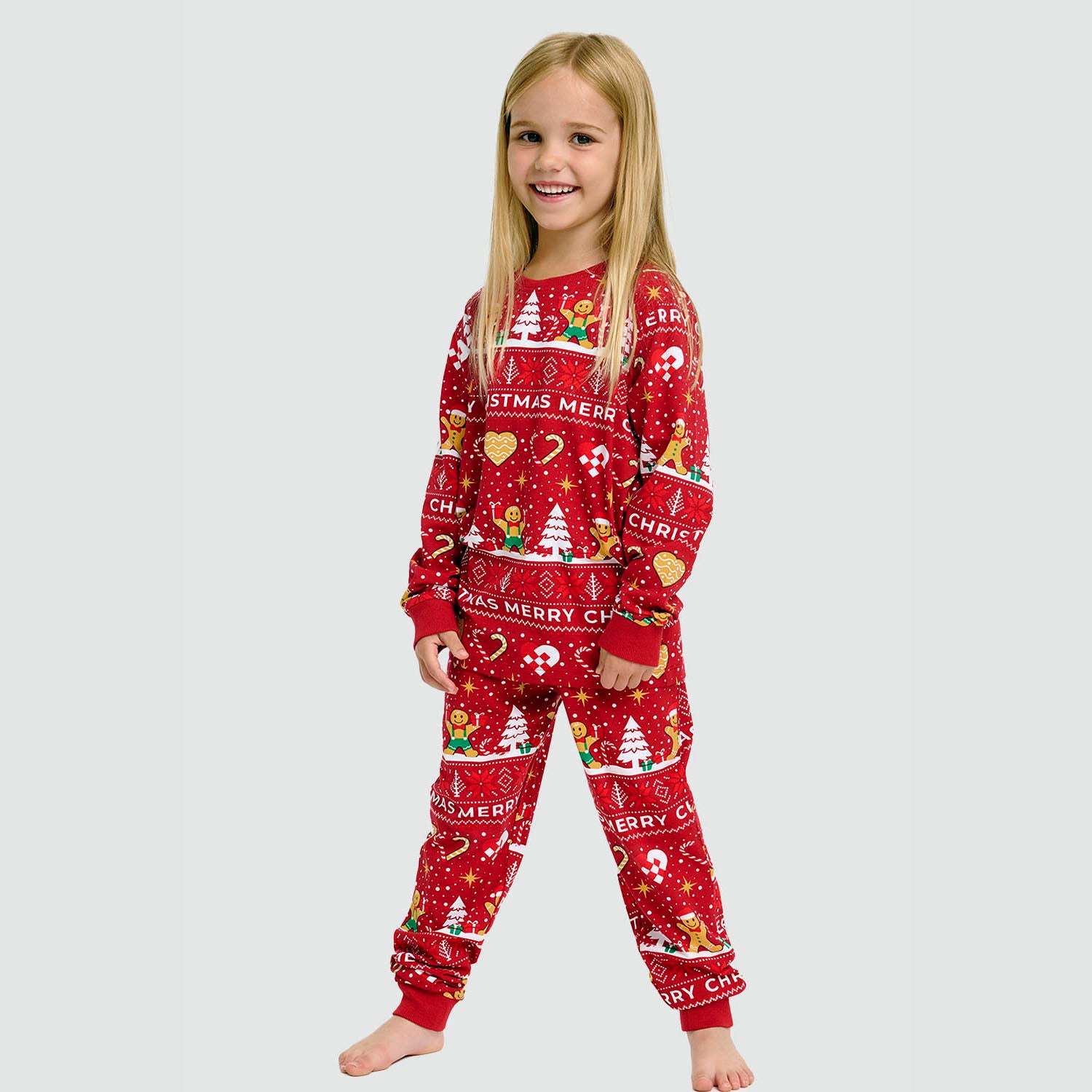 Weihnachtskeks Julepyjama Rot - Kinder.