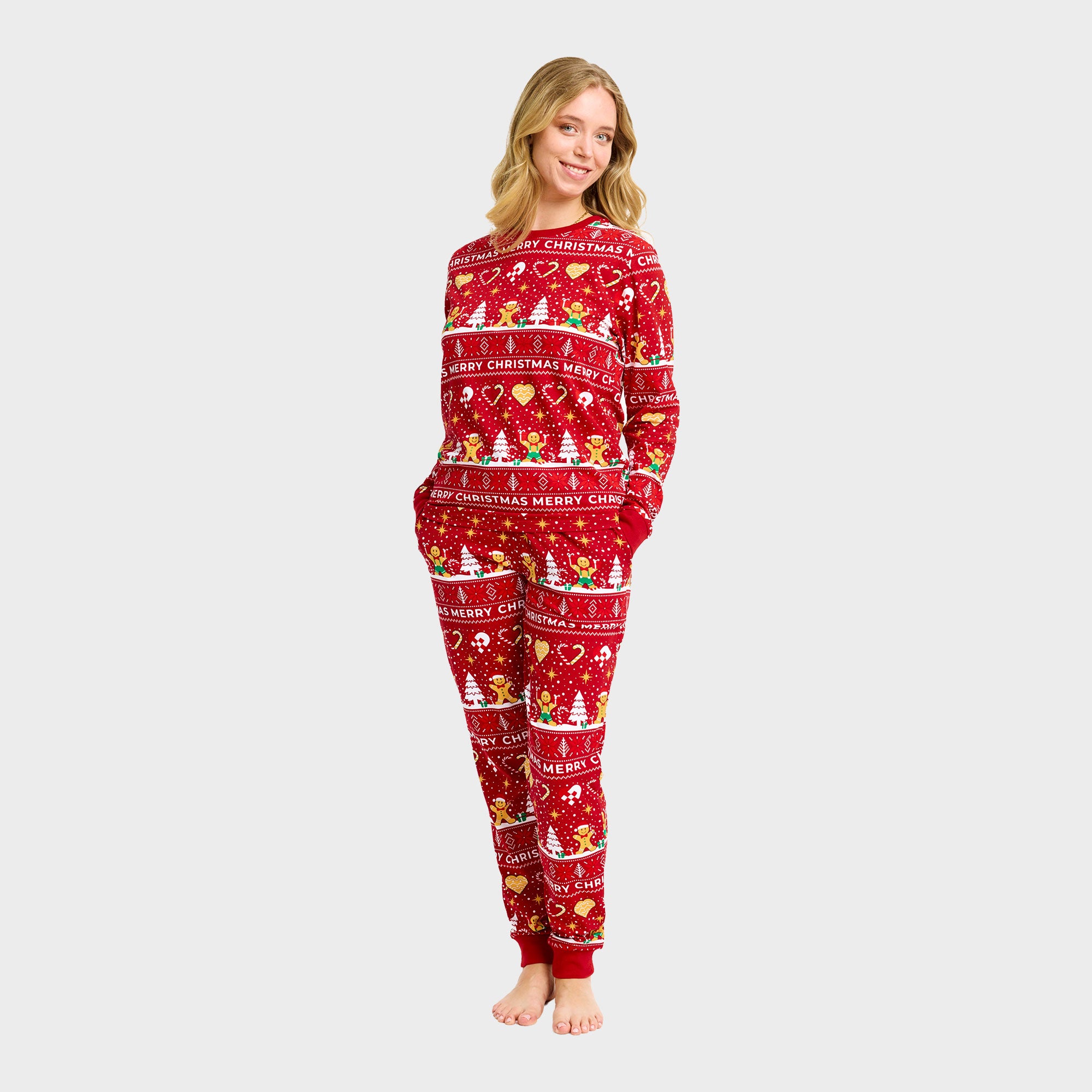 Weihnachtskeks Weihnachtspyjama Rot - Damen.