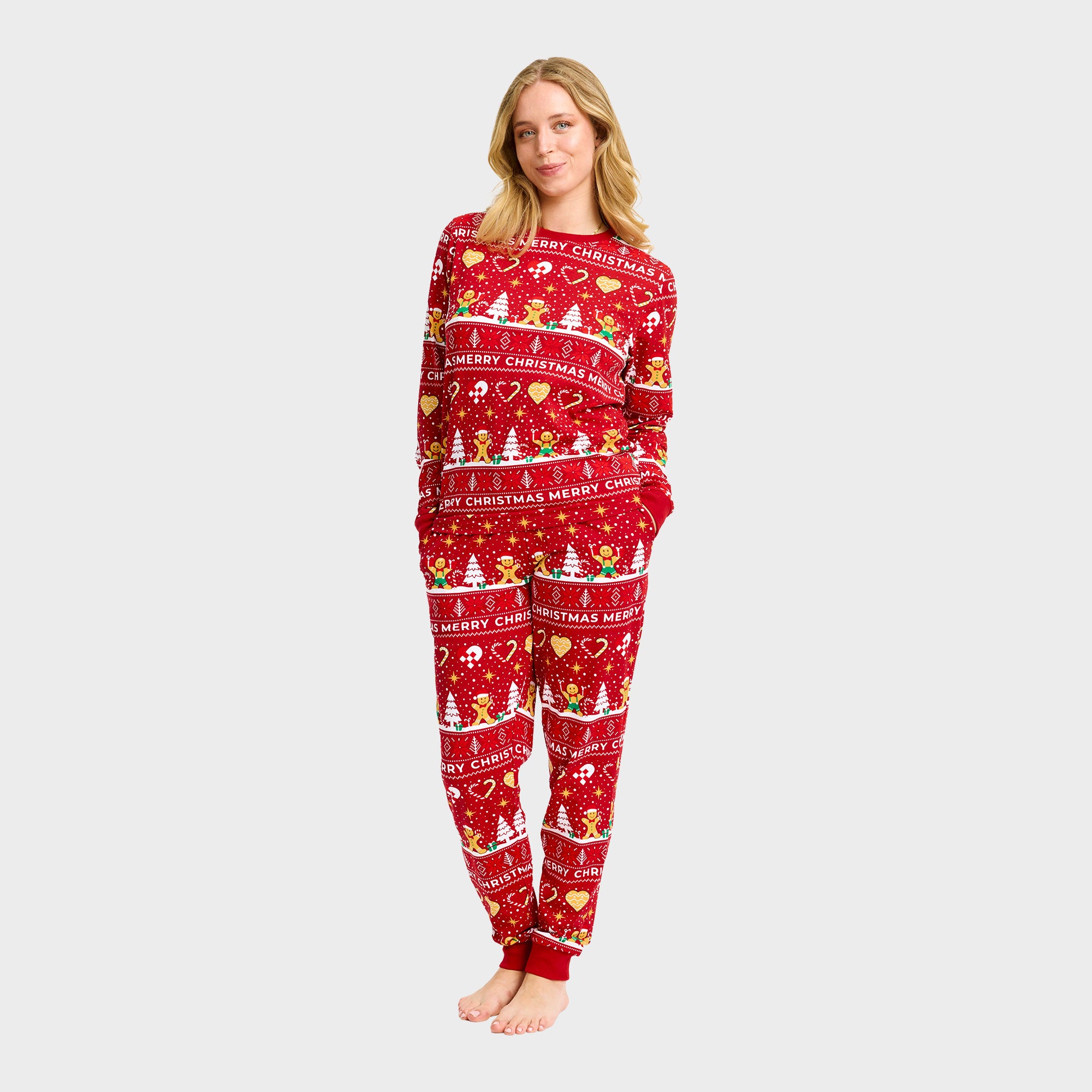 Weihnachtskeks Julepyjama Rot - Damen.
