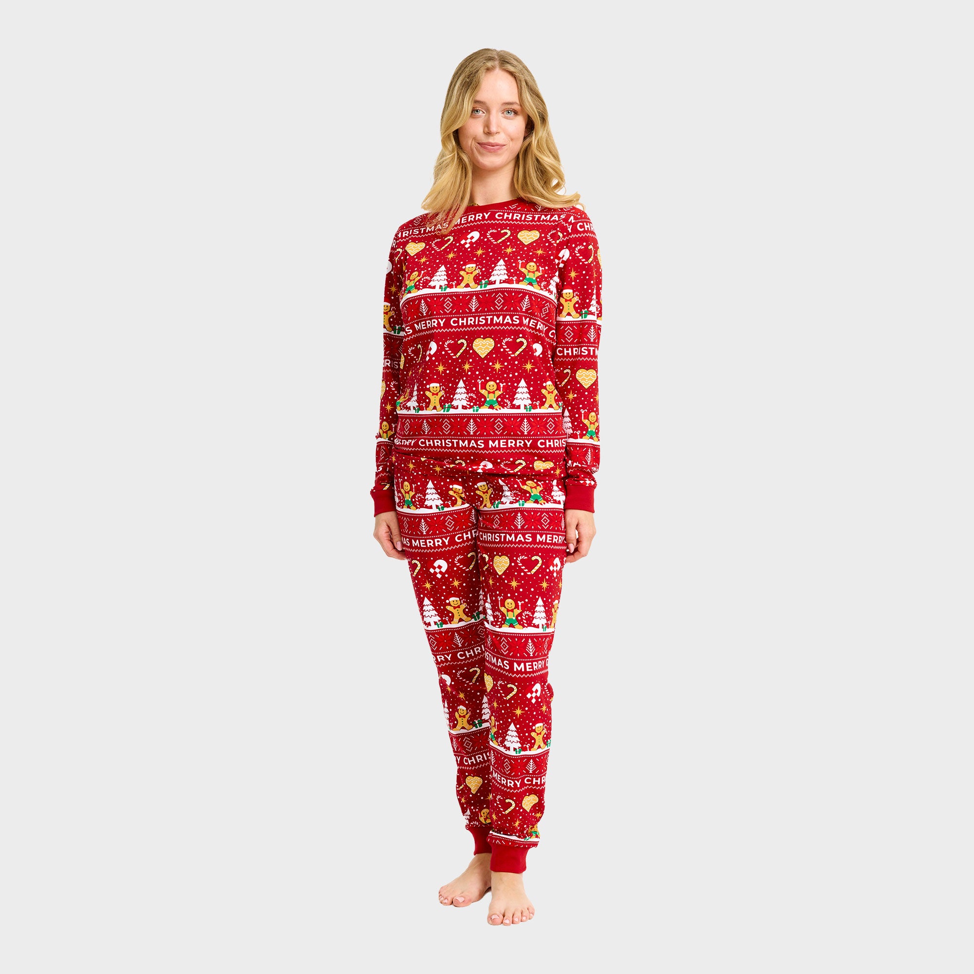 Weihnachtskeks Julepyjama Rot - Damen.