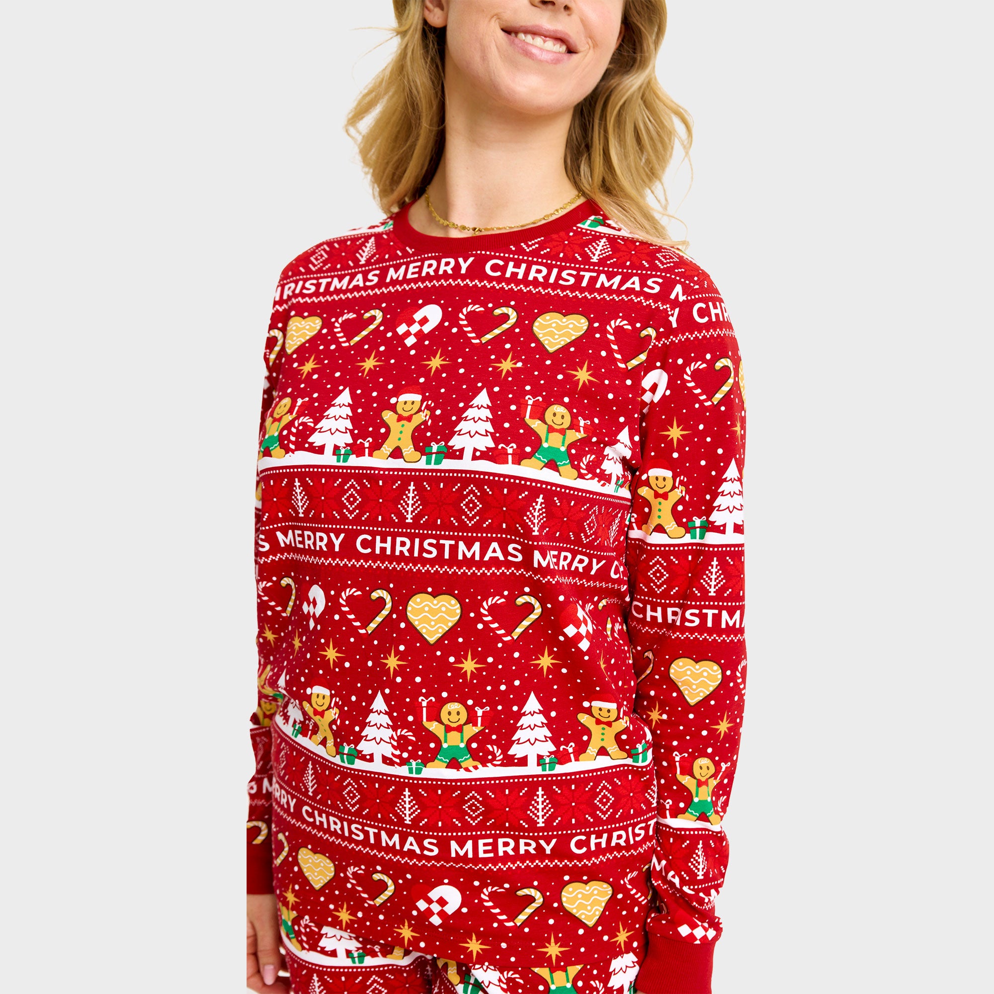 Weihnachtskeks Julepyjama Rot - Damen.