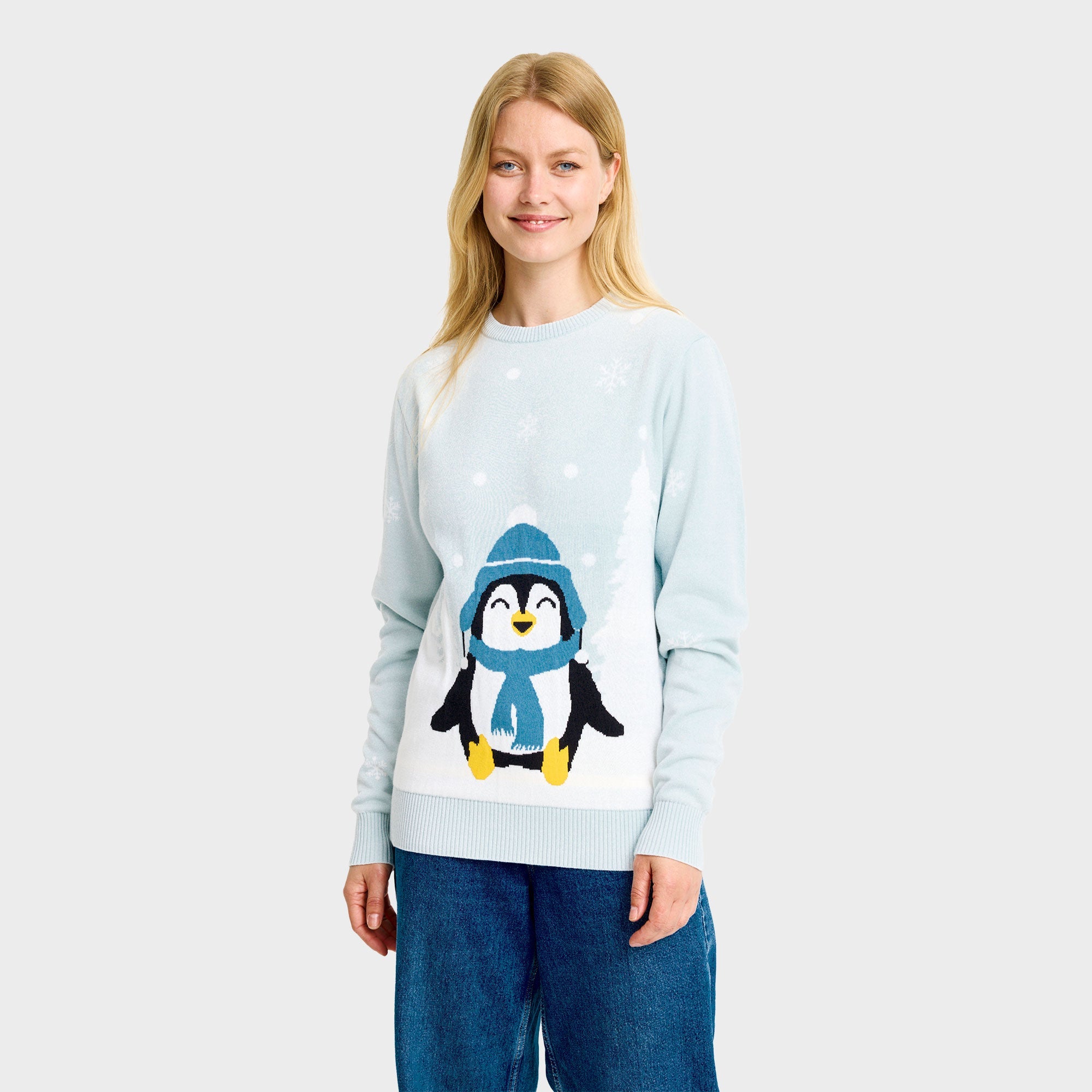 Der süße Pinguin-Weihnachtspullover - Damen.