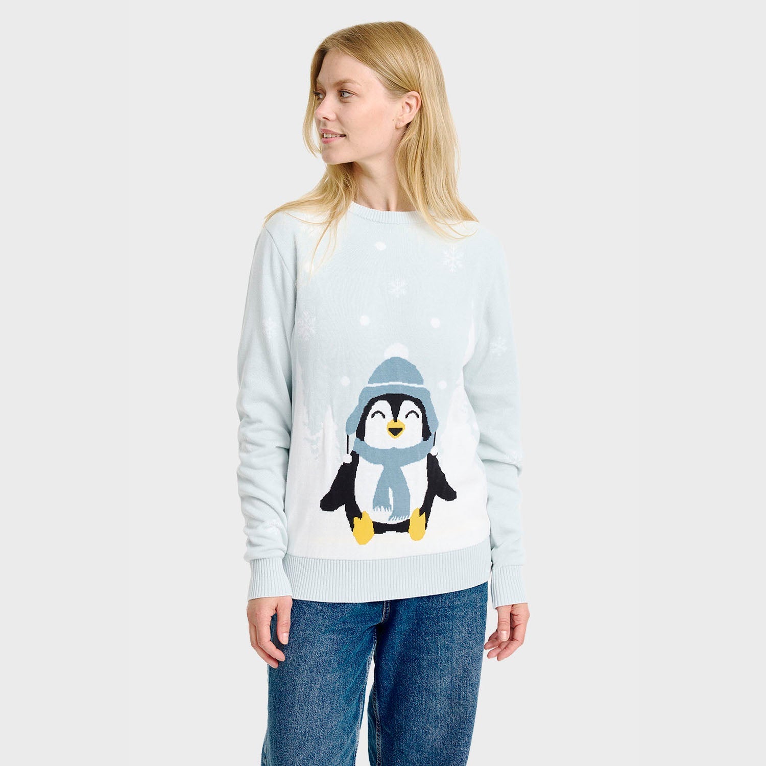 Der süße Pinguin-Weihnachtspullover - Damen.