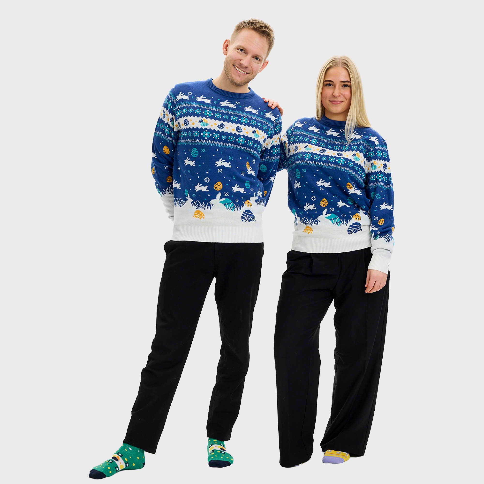 Der süße Osterpullover Blau - Herren