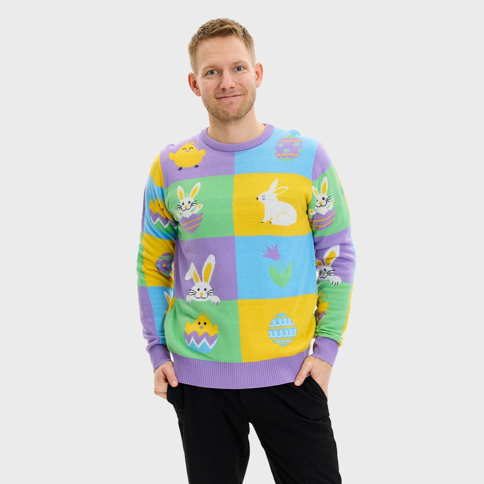 Patchwork Osterpullover - Herren