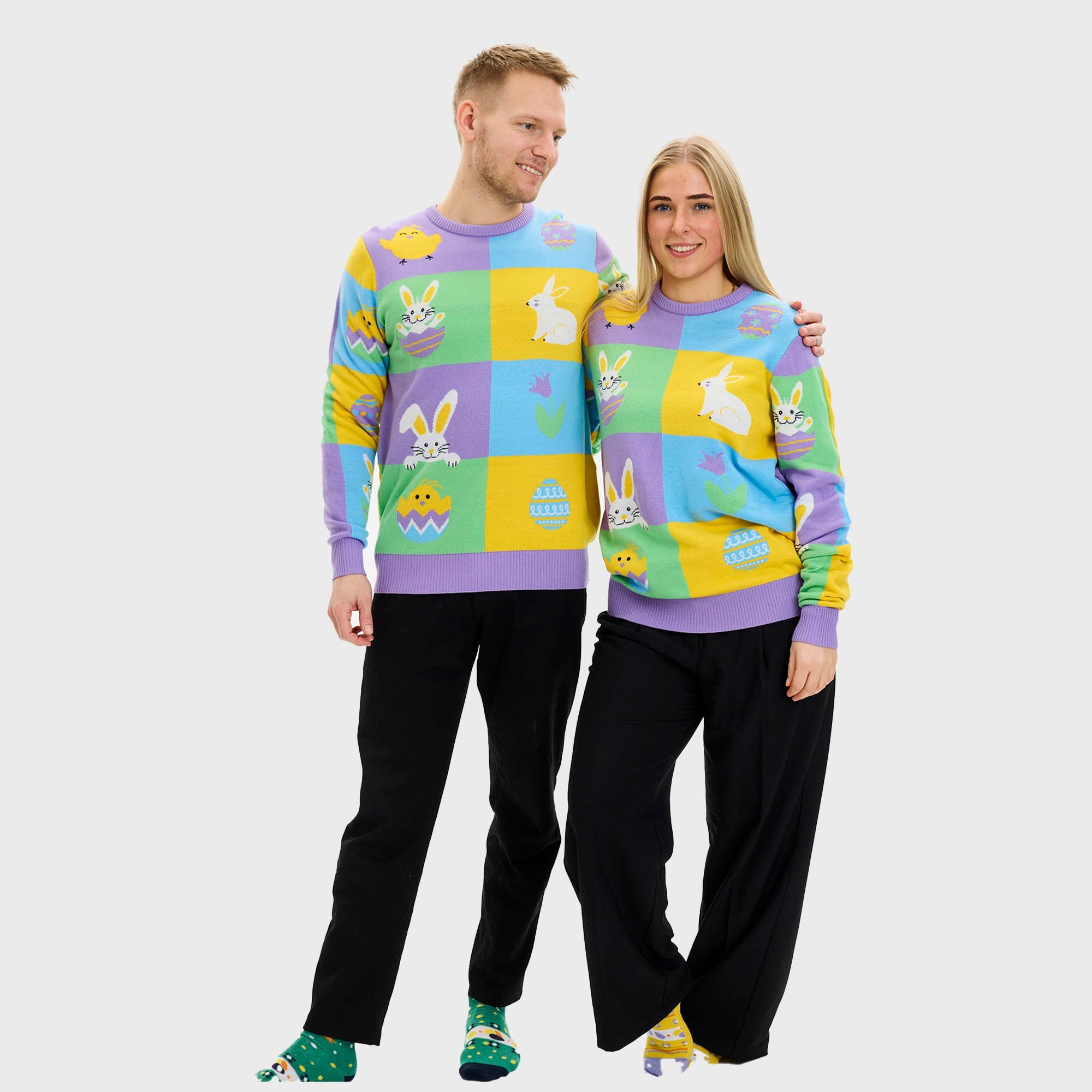 Patchwork Osterpullover - Damen