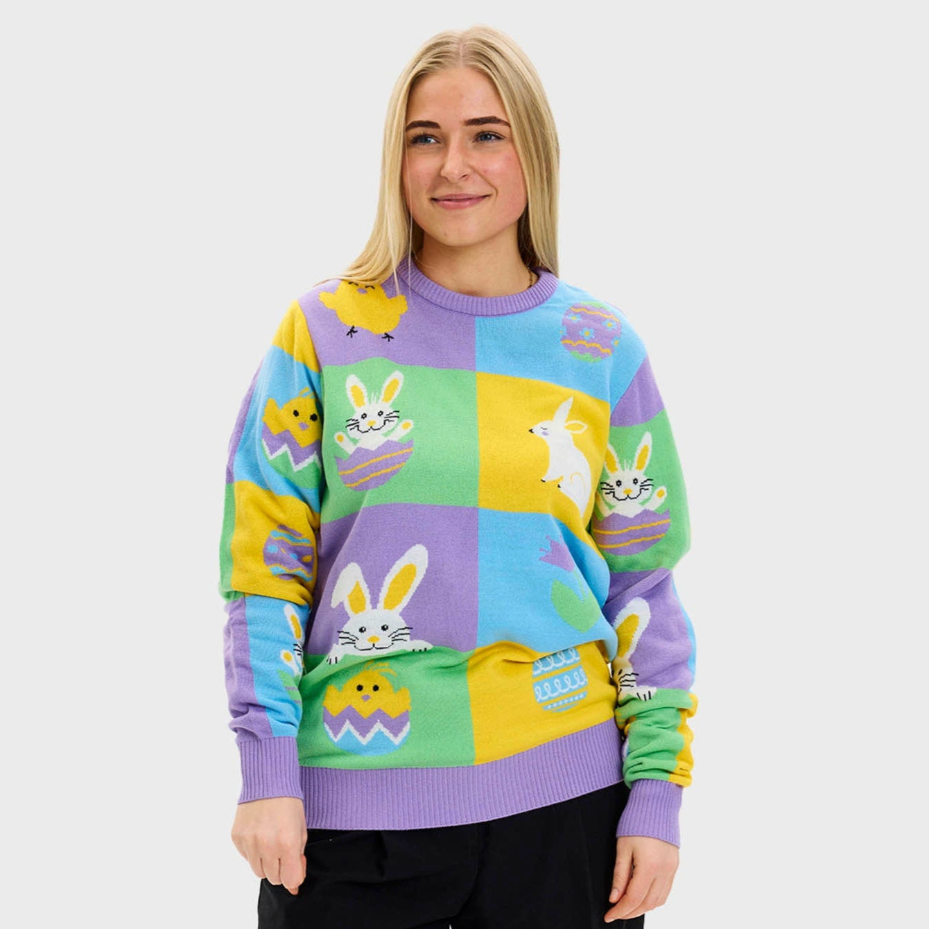 Patchwork Osterpullover - Damen
